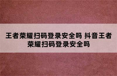 王者荣耀扫码登录安全吗 抖音王者荣耀扫码登录安全吗